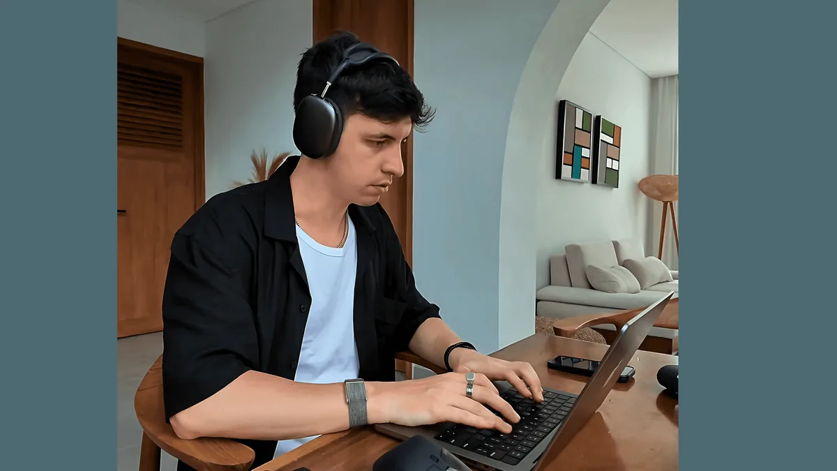 Lorenzo working at his desk