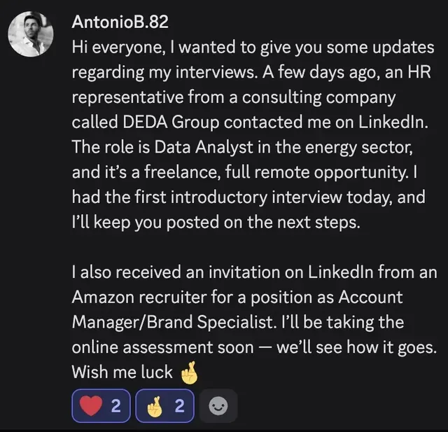 Antonio contacted by DEDA Group and an Amazon recruiter